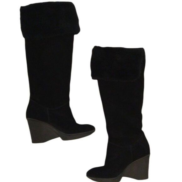 Makowsky faux fur black suede boots size 8 Y2k City - Picture 1 of 5